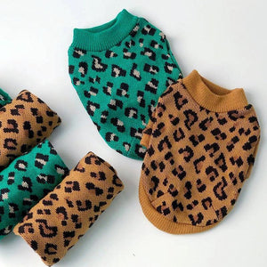 Leopard Chic Knitted Sweater For Small Dogs - Stylish Pet Apparel by Dog Hugs Cat