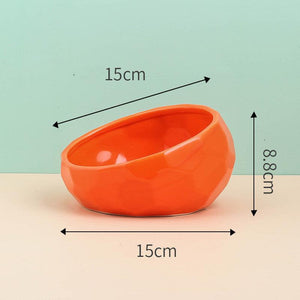 Elegant Ceramic Pet Bowl With Oblique Mouth by Dog Hugs Cat