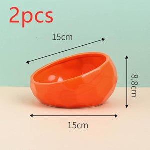 Elegant Ceramic Pet Bowl With Oblique Mouth by Dog Hugs Cat