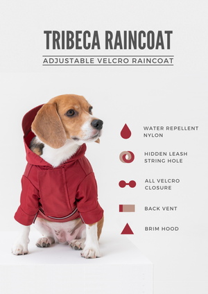 Tribeca adjustable velcro raincoat -  Burgundy by PEHOM