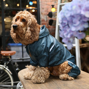 Ultralight Full covered hooded waterproof dog jacket - Blue by PEHOM