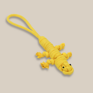 Yellow the Lizard Rope Toy by Knotty Pawz